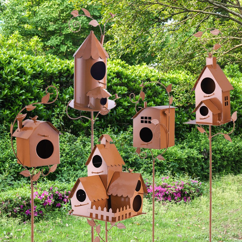 Birdhouse Garden Stakes