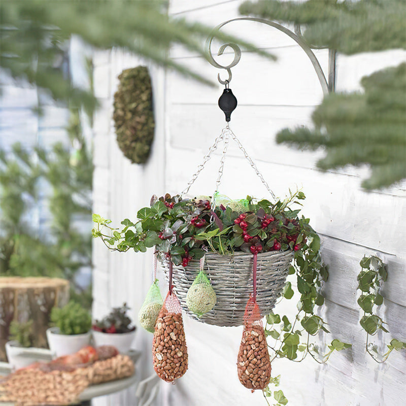 Juego de poleas para plantas, cestas de jardín, macetas y comederos para pájaros