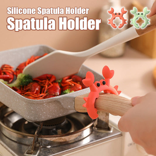 (Set of 4 pcs)Universal Crab Silicone Spatula Holder Anti-overflow Clip