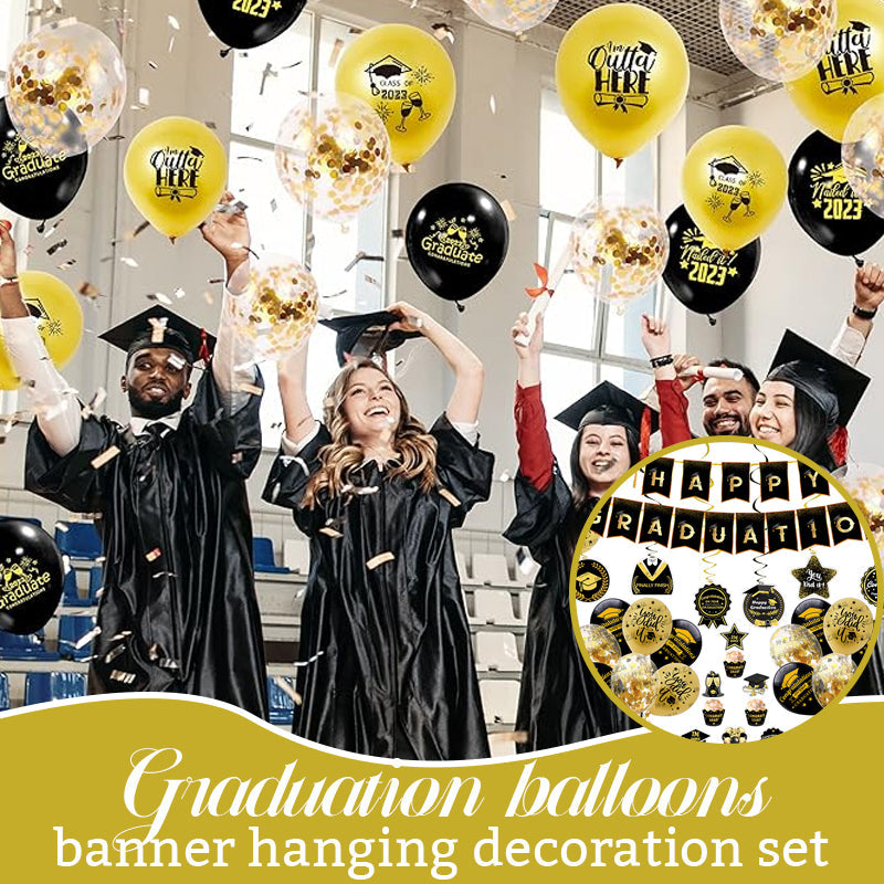 Graduation Balloon Banner Hanging Decoration Set