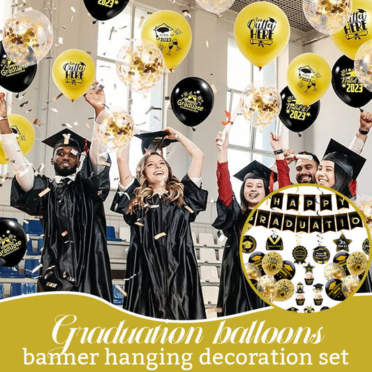 Graduation Balloon Banner Hanging Decoration Set