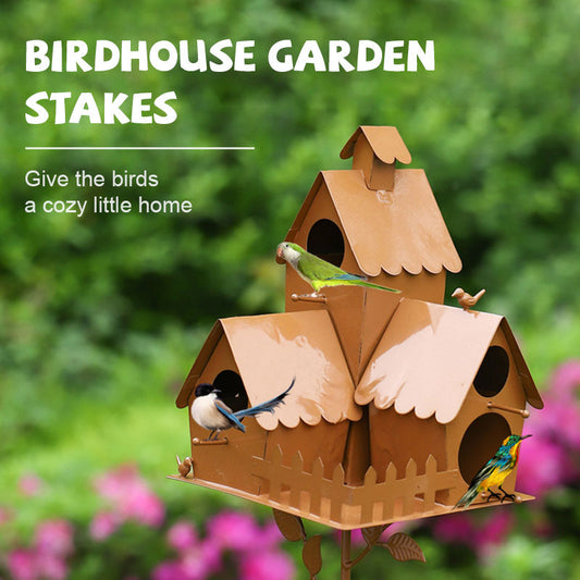 Birdhouse Garden Stakes