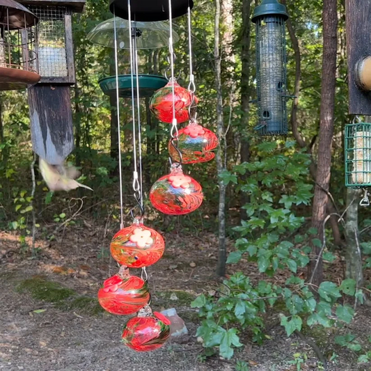 Charming Hummingbird Feeder With Wind Chime
