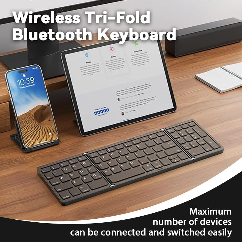 Teclado Bluetooth inalámbrico de tres pliegues