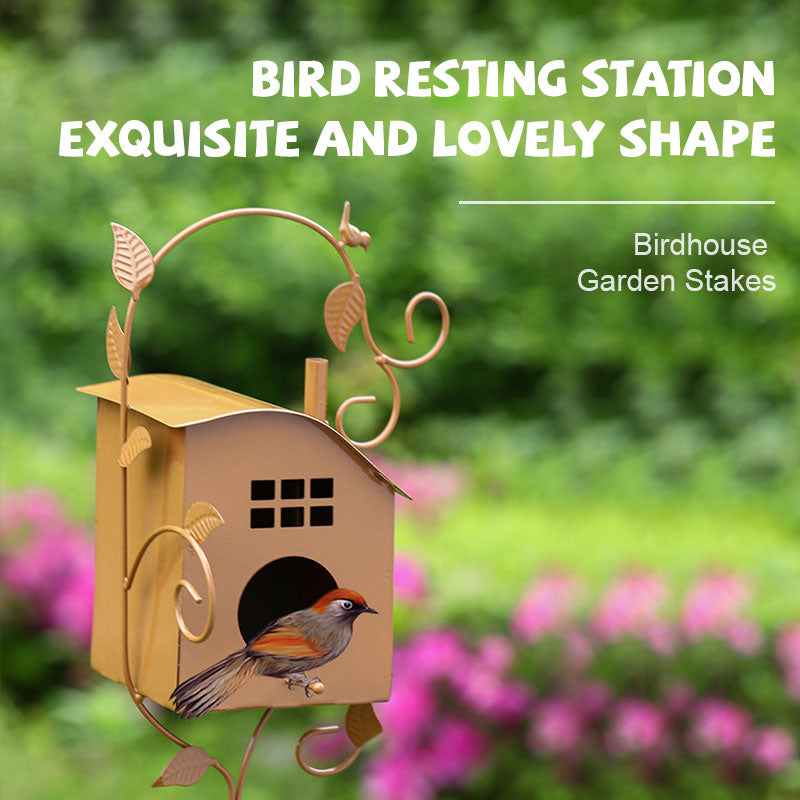 Birdhouse Garden Stakes