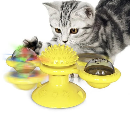 Juguete interactivo para gatos con forma de molino de viento 