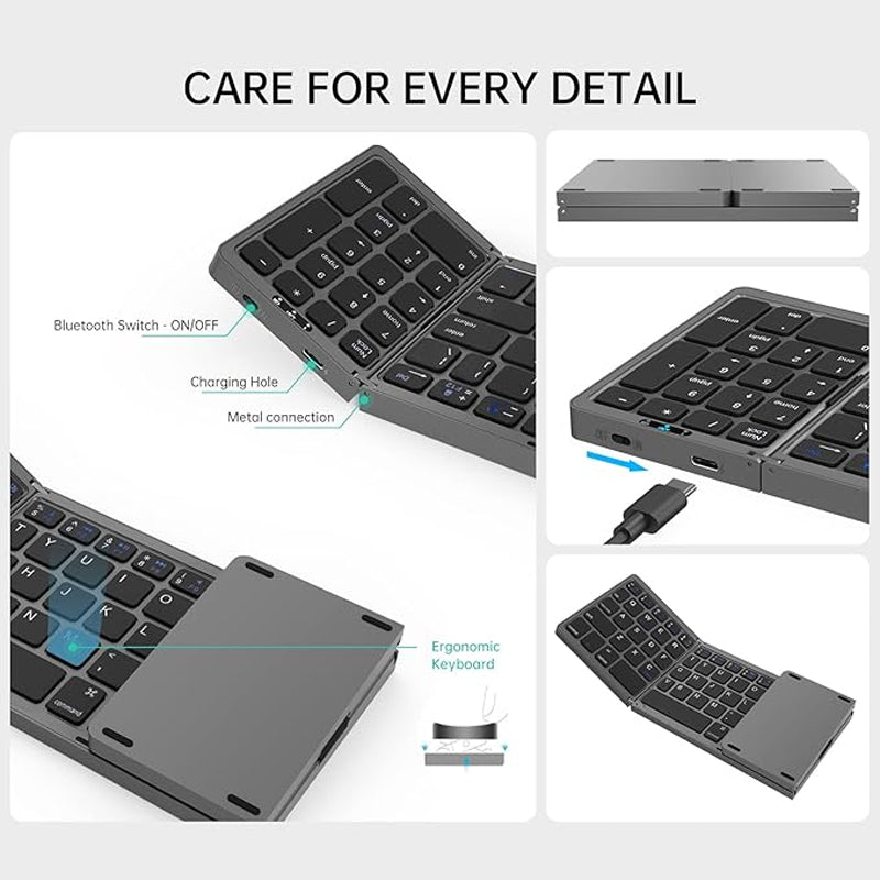 Teclado Bluetooth inalámbrico de tres pliegues