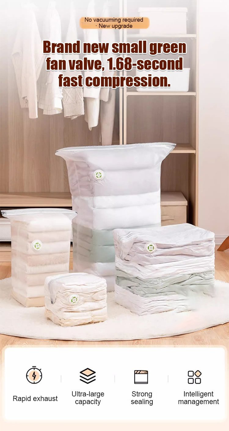 Reusable Vacuum-Free Compression Storage Bags