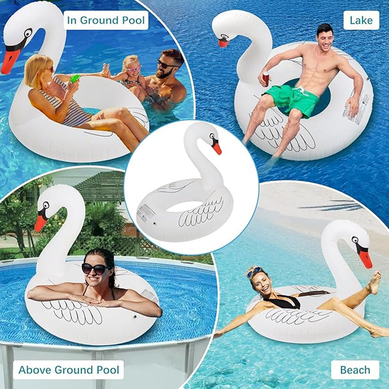 Flotador de piscina con forma de cisne que funciona con energía solar