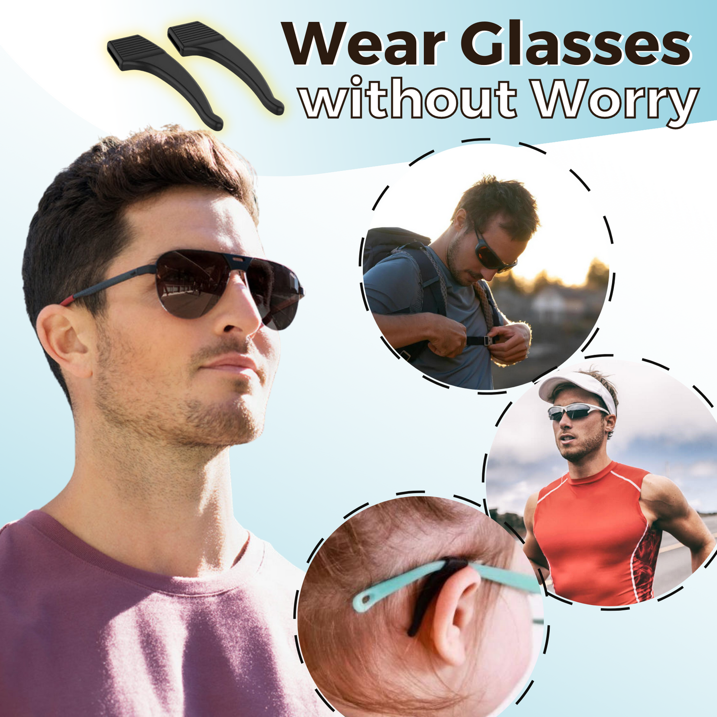 Non-Slip Glasses Grips（3Pairs/Set)