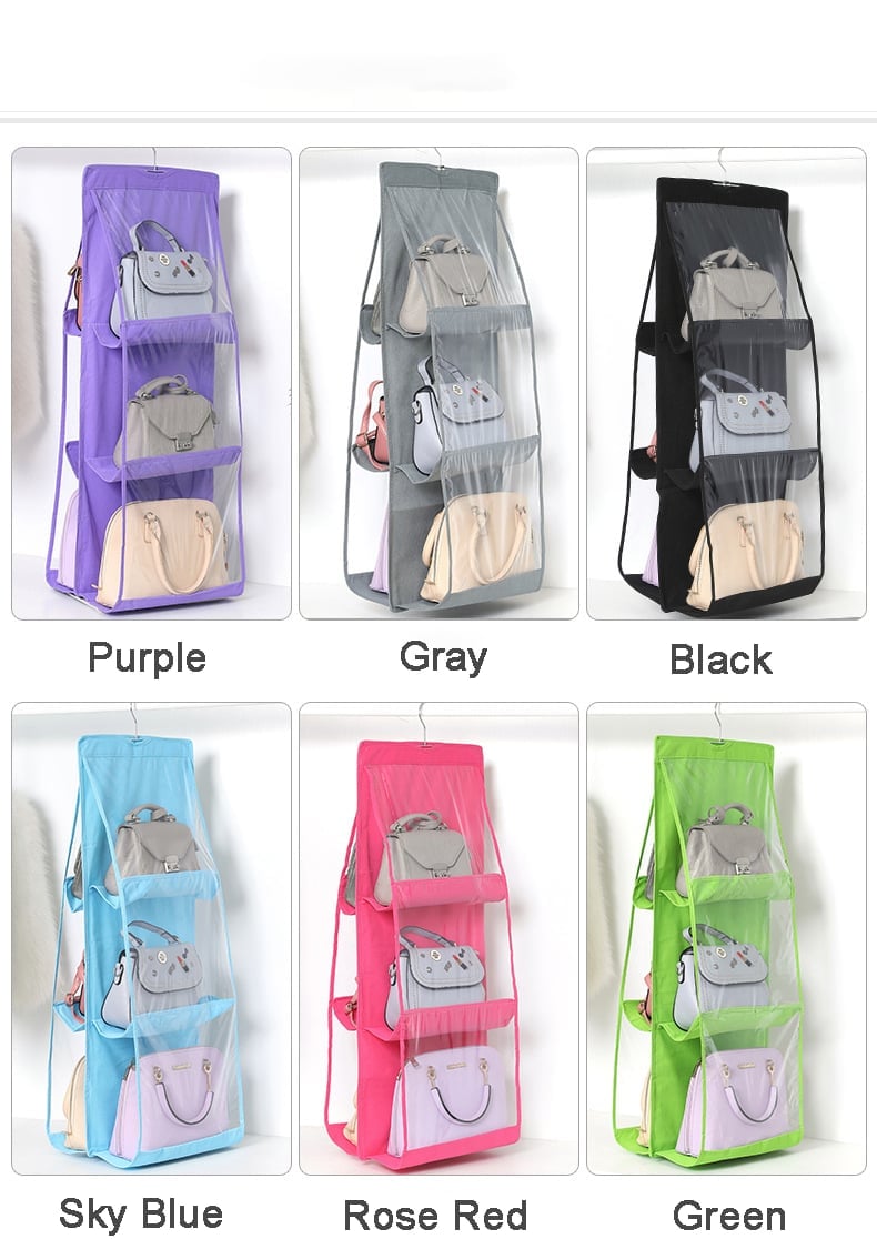 6-pocket foldable hanging handbag organizer