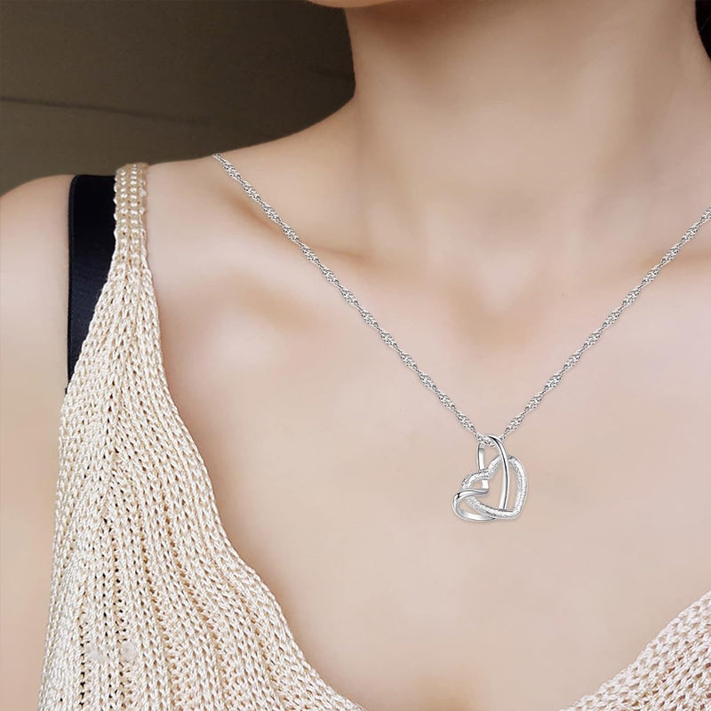 💕Interlocking Heart Necklace - Mother & Daughter 👩👧 Forever Linked Together