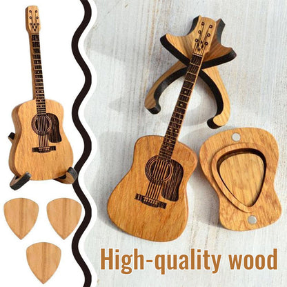 Wooden Guitar Shaped Pick Holder