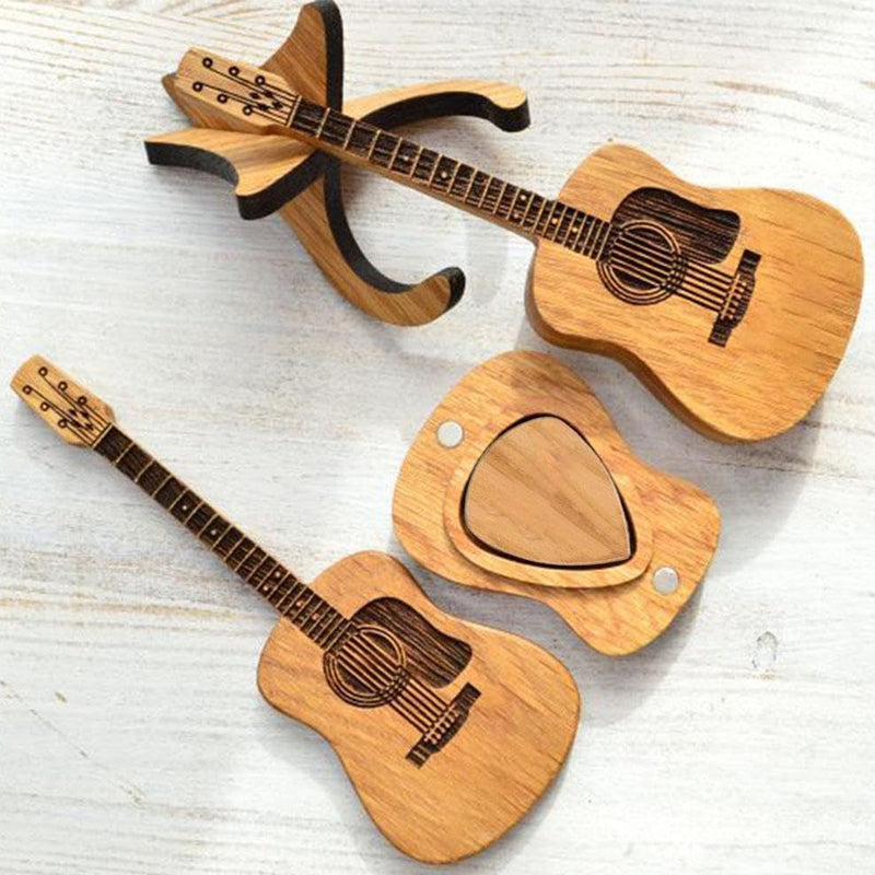 Wooden Guitar Shaped Pick Holder