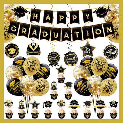 Graduation Balloon Banner Hanging Decoration Set