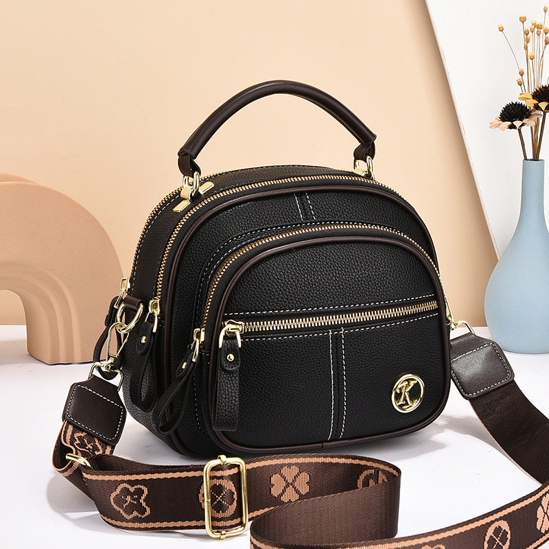 Classic Multifunctional Compartments Adjustable Wide Shoulder Strap Pu Leather Crossbody Bag