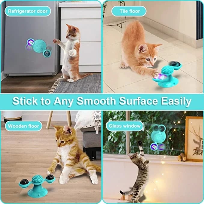 Juguete interactivo para gatos con forma de molino de viento 