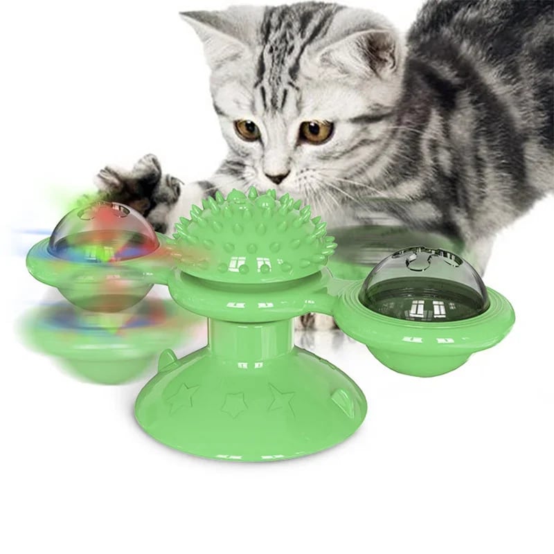 Juguete interactivo para gatos con forma de molino de viento 